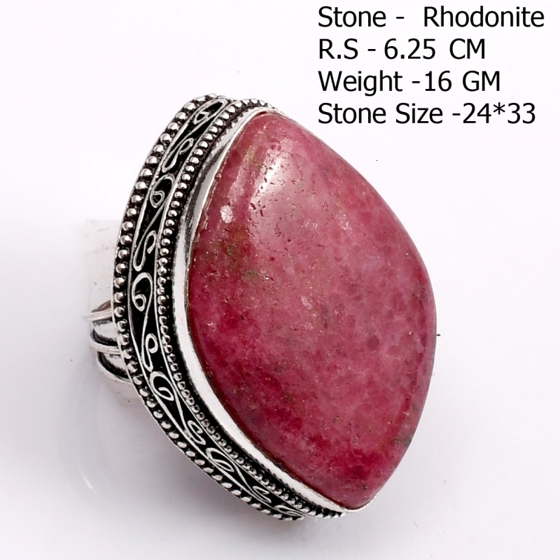 Genuine Rhodonite Ring Women Jewelry gift y251104