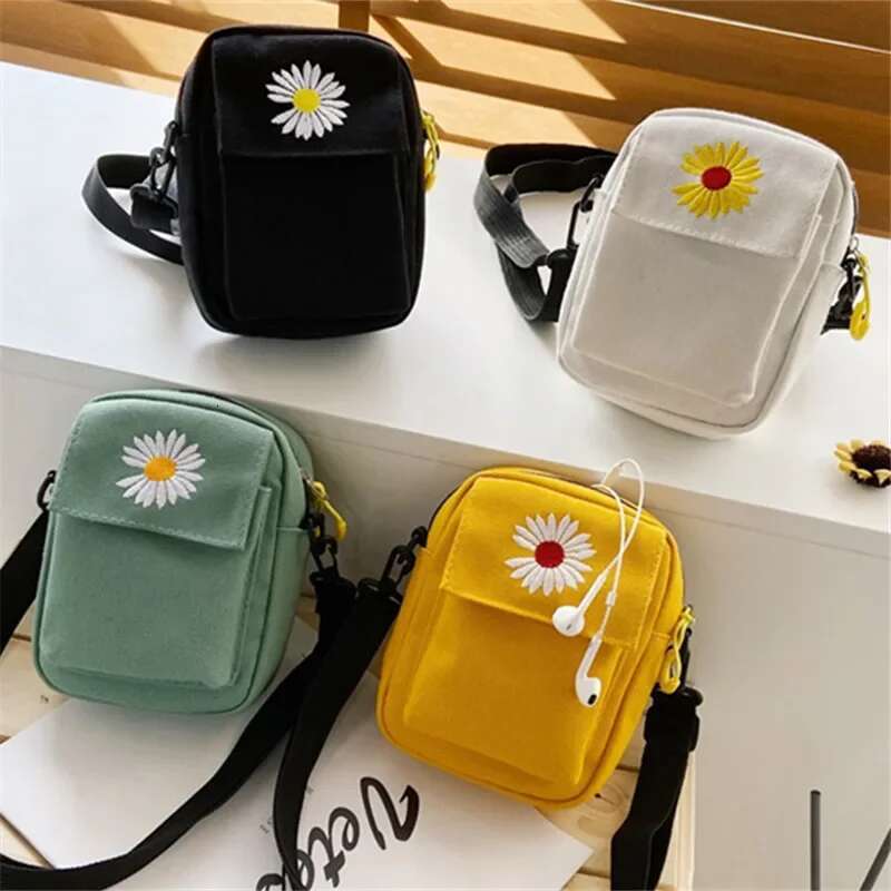 designer bag Women's Single Shoulder Fashion Solid Color Casual Outdoor Daisy Canvas Handbag Zipper Cross-body Messenger Bag