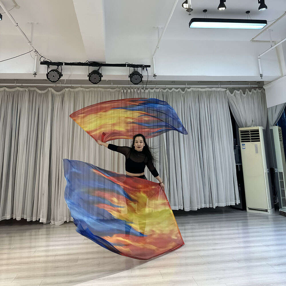 New Belly Costume Props Feather Veil Gradient Color Praise Flag Stage Dance Church