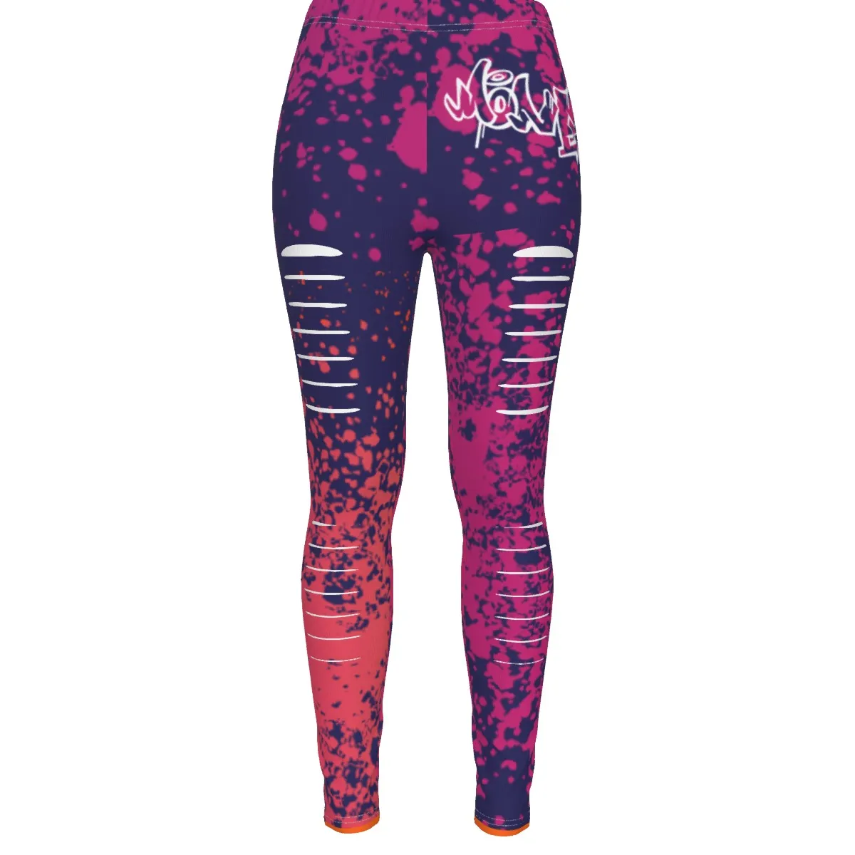 Women's Ripped Leggings All-Over Print, Distressed Workout Yoga Pants, Edgy Streetwear Fitness Pants 95% Polyester 5% Spandex