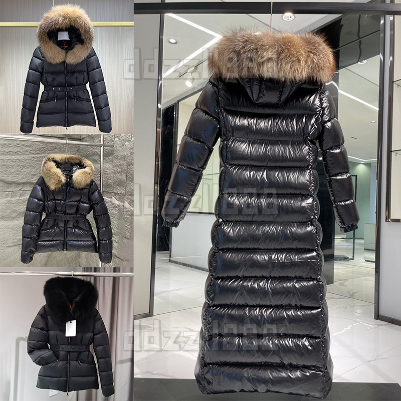 Premium Women Down Jacket Designer Women Winter Jacket Natural Fur Collar Long Coat Premium Puffer Jackets Waist Retraction Coat Female Designer Jackets For Ladies