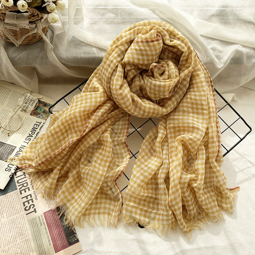 K312 Thin solid color wool scarf autumn and winter warm Japanese retro dirty dyed border scarf Morandi color shawl cross-border