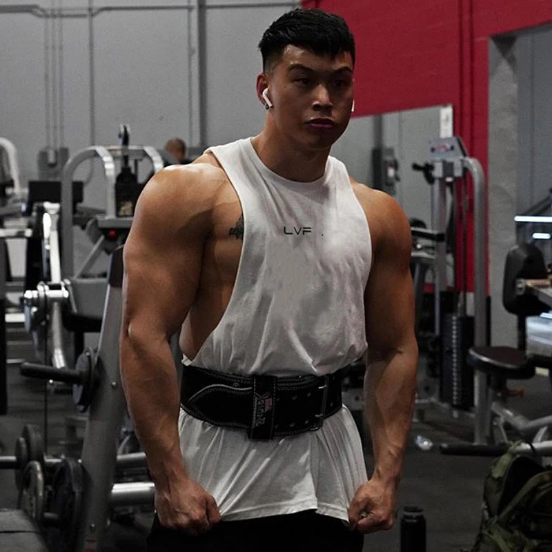 Mens summer gym cotton vest sleeveless mens fitness clothing casual fitness vest sportswear 250403