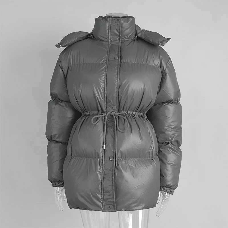 Tornova 2025 Winter New Drawstring Cotton Padded Jacket Woman Zipper Hooded Parkas Fashion Long Sleeve Warm Clothing Lady CasualT251105