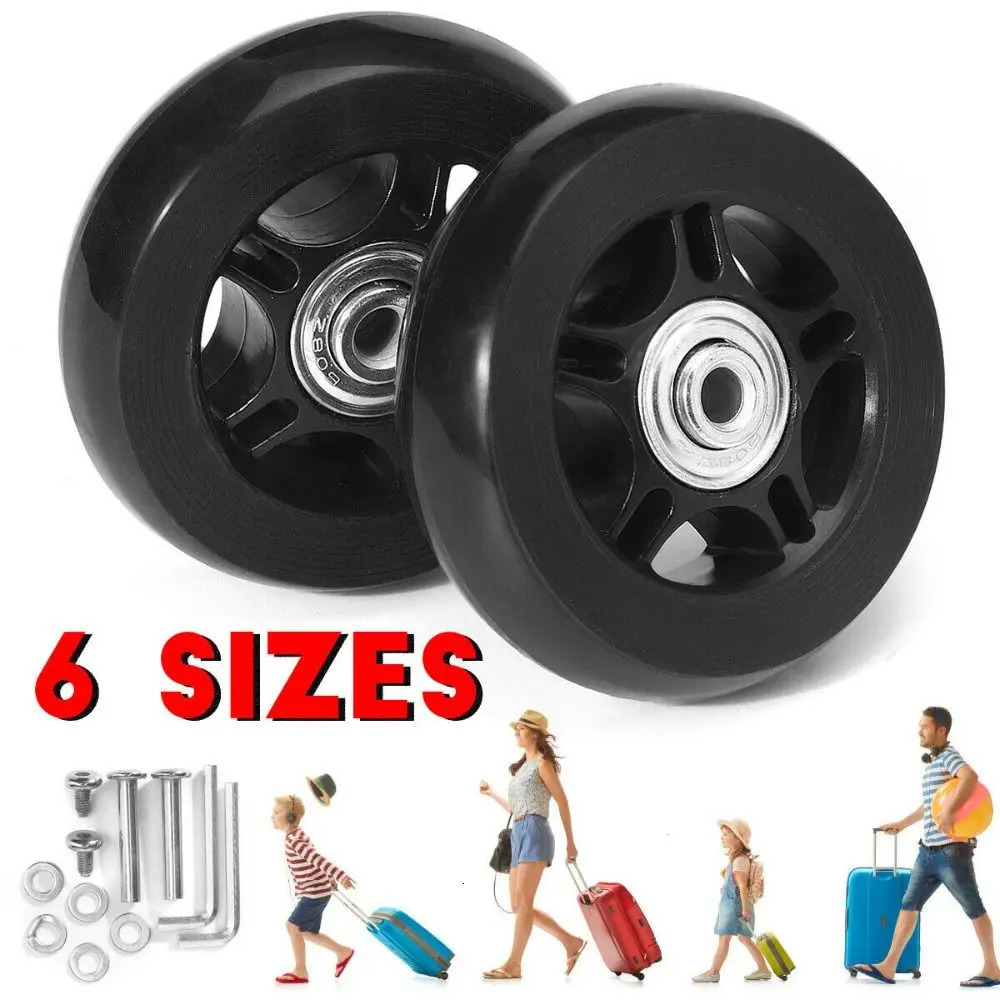 1Set Luggage Wheel Suitcase Replacement Wheels Black with Screw Resistant Flexible Axles Repair Kit 4043mm54mm60mm64mm70mm 251031