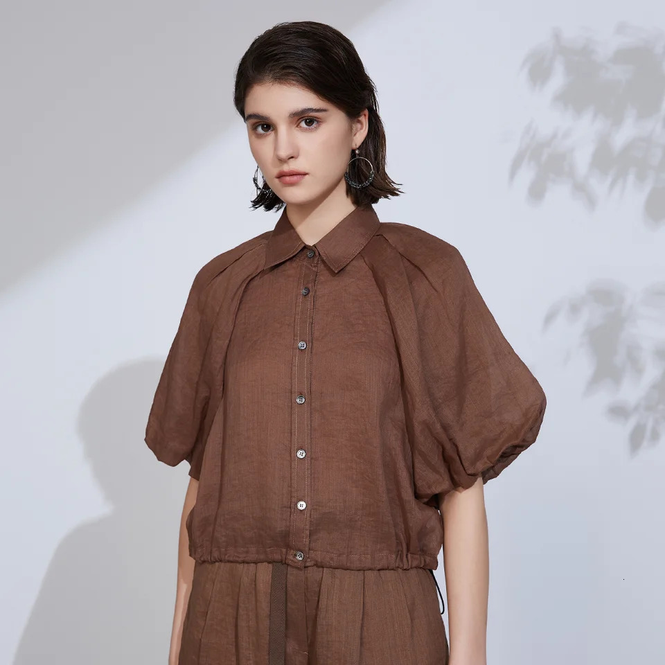 K2164W Ladies Summer Clothes Womens Clothing Shirts 100% high Quality n Linen Blouse 250402