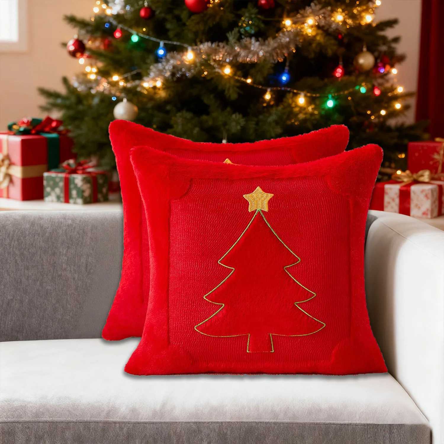 Christmas Pillow Covers Fall Pumpkin Throw Pillows Soft Plush Faux Fur Decorative Cushion Covers for Couch Sofa Bed Porch 45x45 Y251105