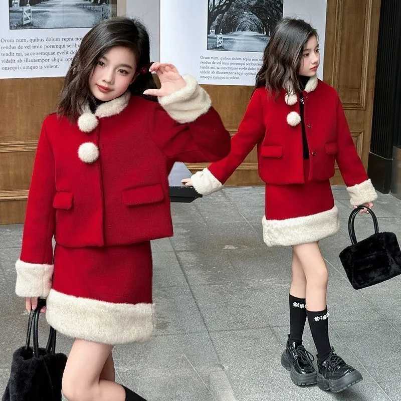 Skirt Set Red Childrens Clothing Girl Setup Autumn Winter Suit for Girls Clothes 8 10 12 Years Old Outfits Sets Fashion Outfit Y251105