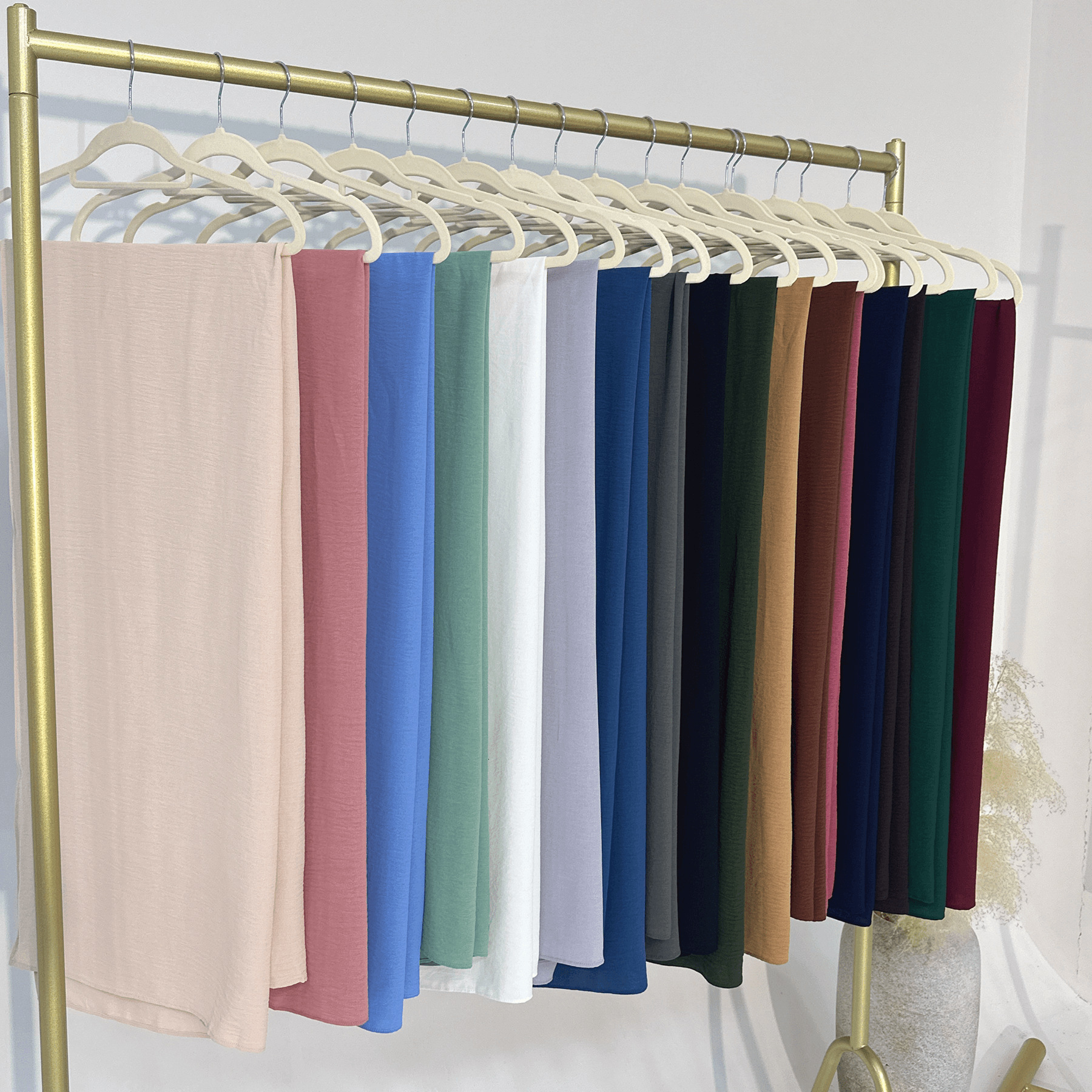 Solid Rectangular With Ice Silk And Large Wrinkles, Solid Color Headscarf Abaya Maxi Dresses Islamic Clothing