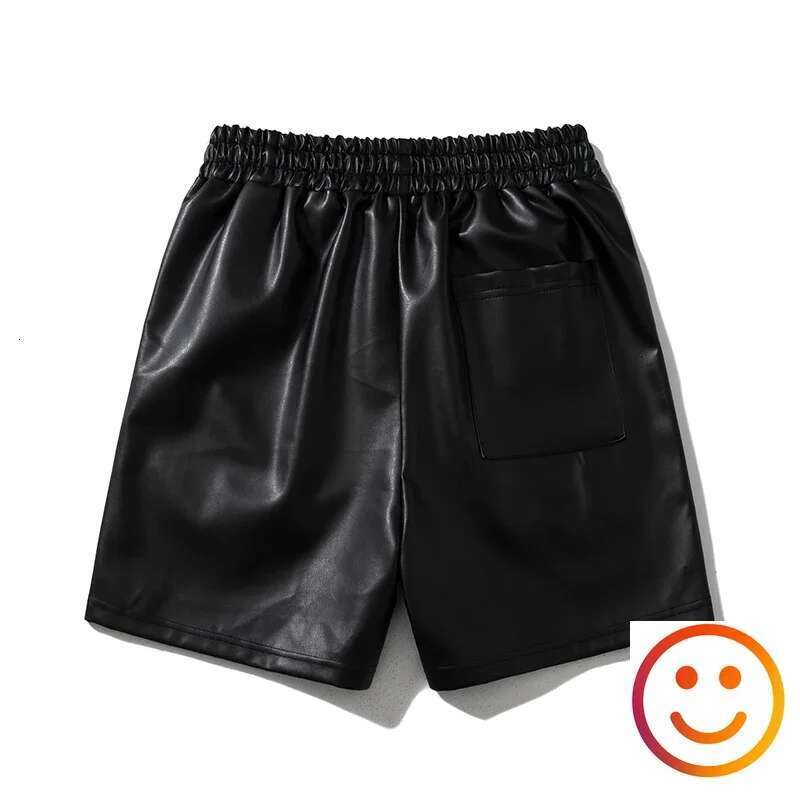 Men's Shorts Pure Leather Black Red Green Borad Shorts Pockets 2024 Summer Men Women High Quality Yellow Drawstring Beach Shortpant Breeches