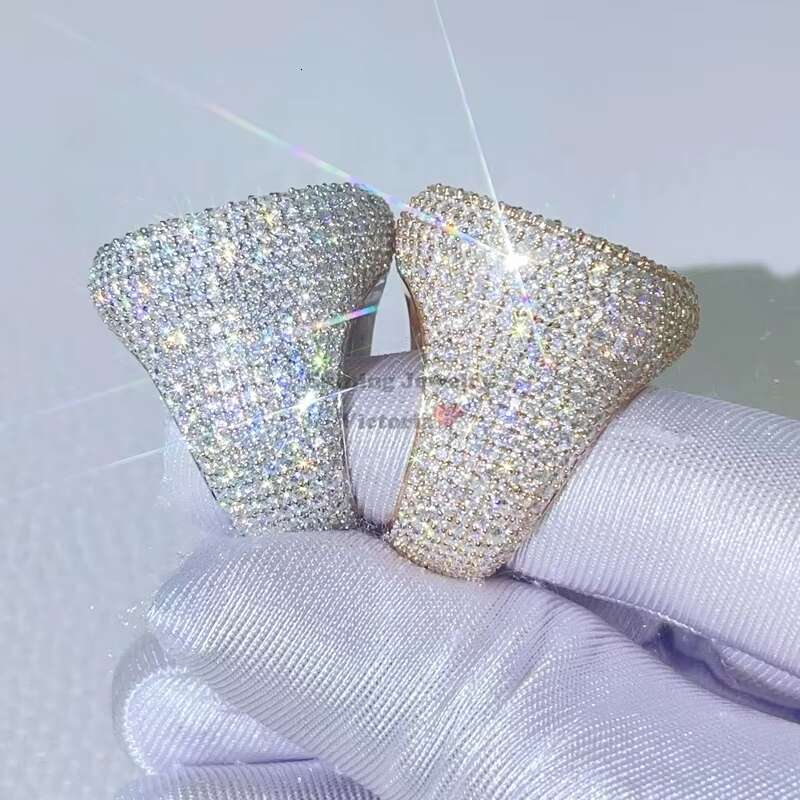 Solid Silver Pass Diamond Tester Hip Hop Iced Out Men Vvs Moissanite Rings 925 Sterling Silver