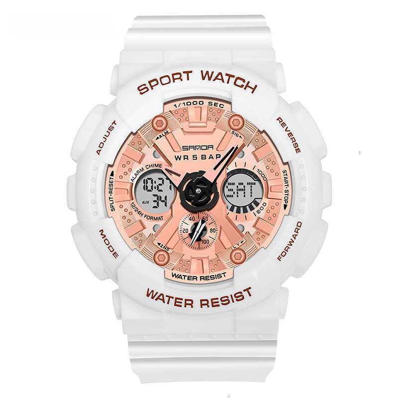 DHwatches Sanda 6033 for Men and Women Harajuku Style Trendy Dual Display Multifunctional Sports Waterproof Junior High School Student Korean Version 