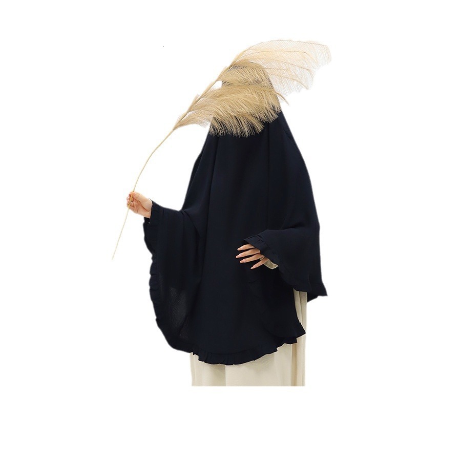 Solid Ruffled Headband With Large Swing Malay Solid Color Women's Headscarf Abaya Maxi Dresses Islamic Clothing