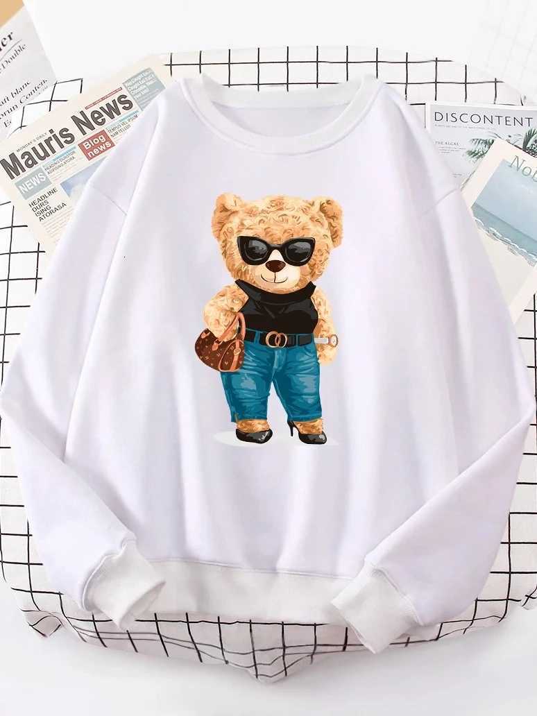 Fashion Teddy Bear Rich Hoody Women Street Soft Shoulder Drop Sweatshirt Fleece Warm Hoody hip hop Fit Comfortable PulloversT251105
