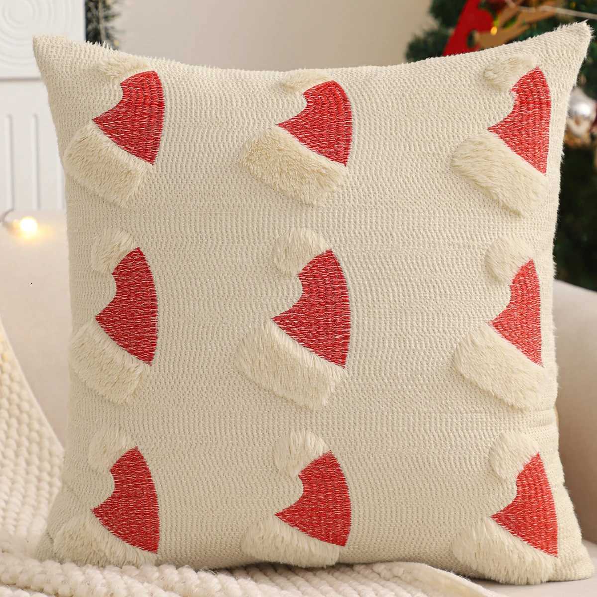 Quilting Throw Pillow Cover Christmas Decoration Faux Fur Snowflake Winter Plush Farmhouse Home Sofa Living Room 1818 in Y251105