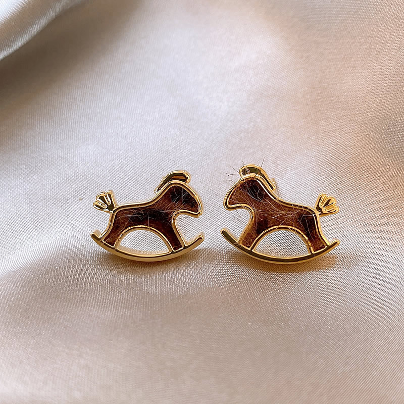 Silver Needle Zodiac Year Retro Leopard Print Pony Fashion Niche Light Luxury High-end Versatile Elegant Earrings