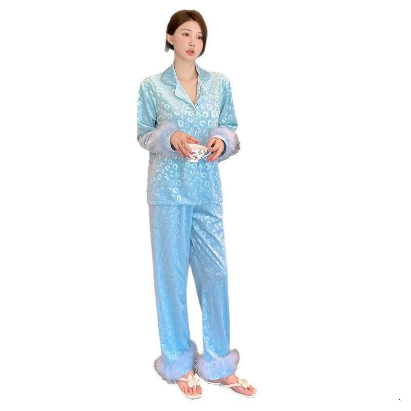 Pajamas Designer Luxcury Women Pyjamas Autumn Winter Long Sleeve Plus Size Sexy Leopard Print Set Internet Celebrity High-End Homewear
