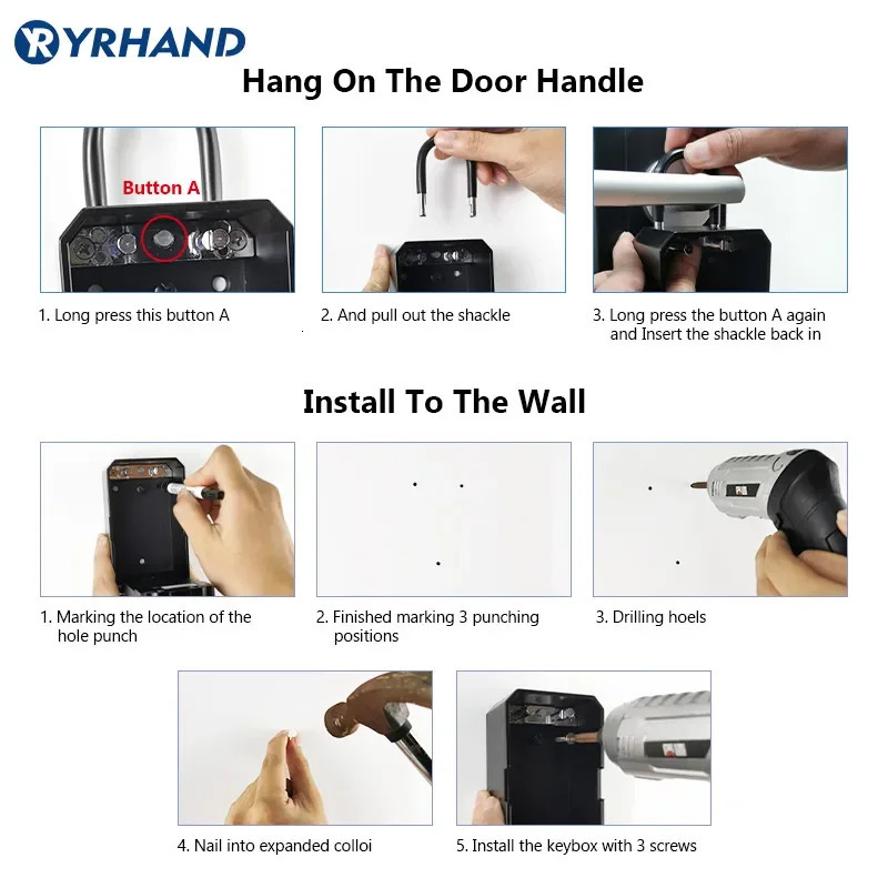 YRHAND TTlock Wifi Security Boxes Password Smart Fingerprint Digital Cerradura Inteligente Tuya Electronic Portable Lock Boxes 250402