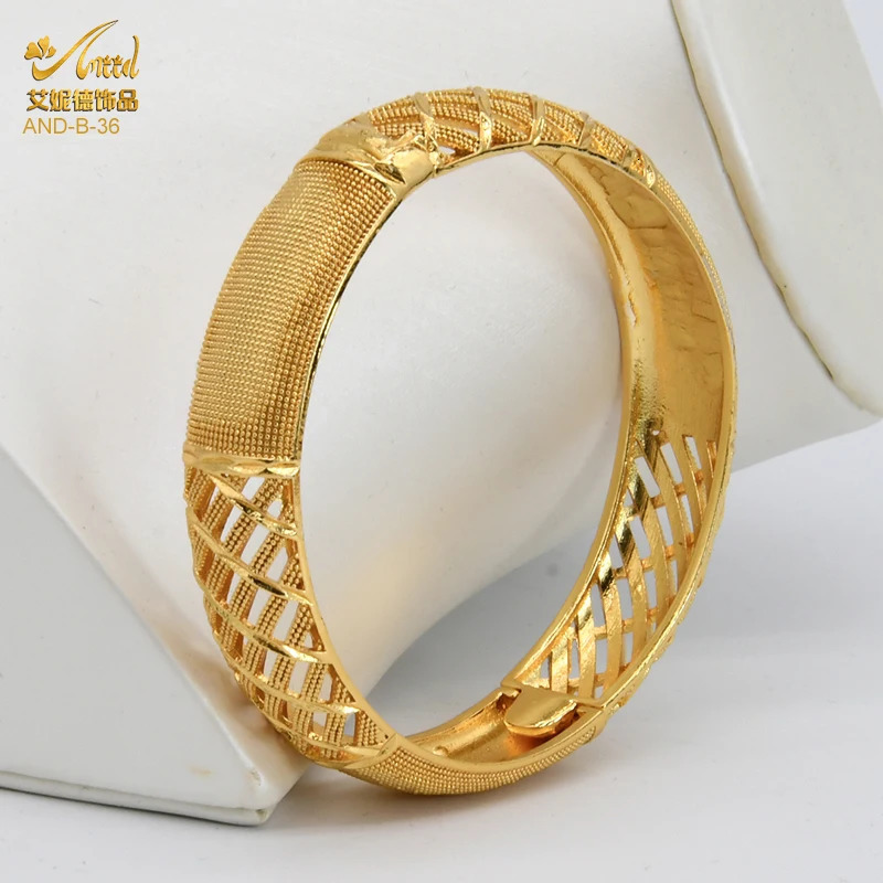 ANIID Dubai Bangles 24K Gold Color African Bracelet For Women Wholesale Alloy Jewellery Wedding Hawaiian Jewelry 251031