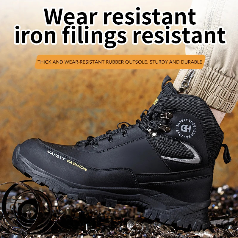 Mens Safety Shoes With Steel Toe Waterproof Boots Puncture Proof Anti-smash Mens Outdoor Work Sneakers Construction Work Shoes 251104