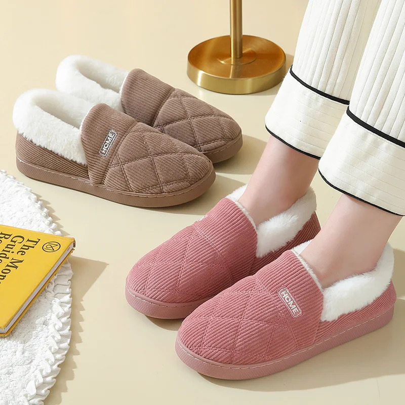 Comwarm Women Slippers Winter Warm Plush Fur Antiskid Cloud Slippers Outdoor Breathable Thick Flat Sole Soft Home Slippers 251031