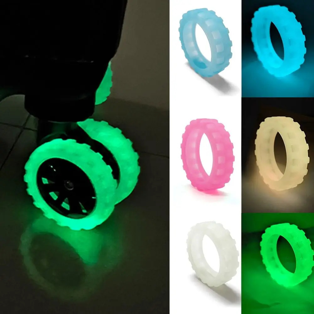 8PCS Silicone Luminous Luggage Caster Shoes Fluorescent Reduce Noise Suitcase Wheels Protective Cover Silent Sound Antiabrasion 251031