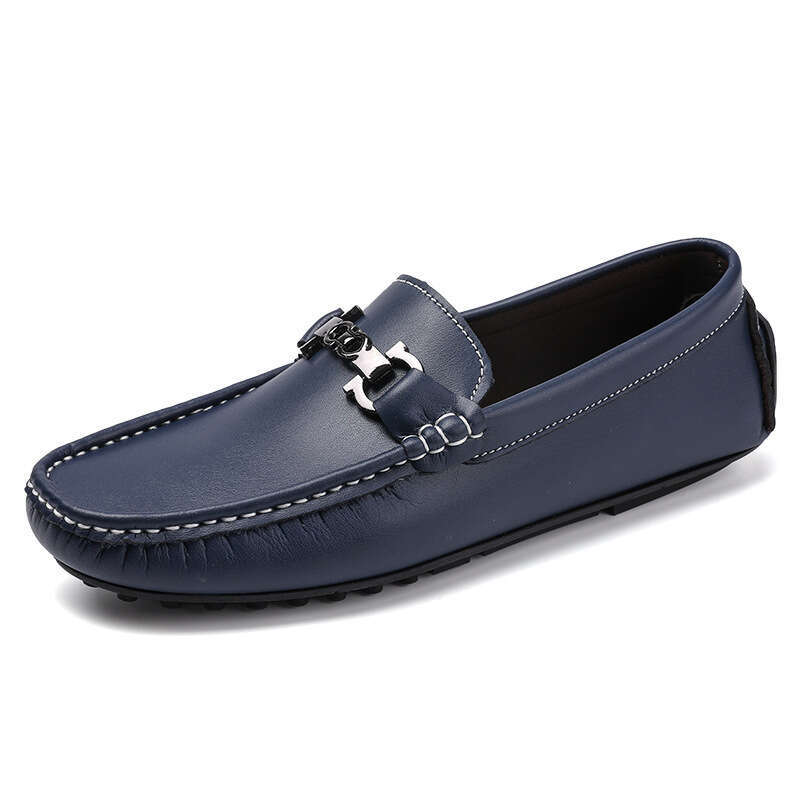 Four season super fiber bean sizes 39-45 plus men's leather shoes, fashionable soft soled driving shoes for men