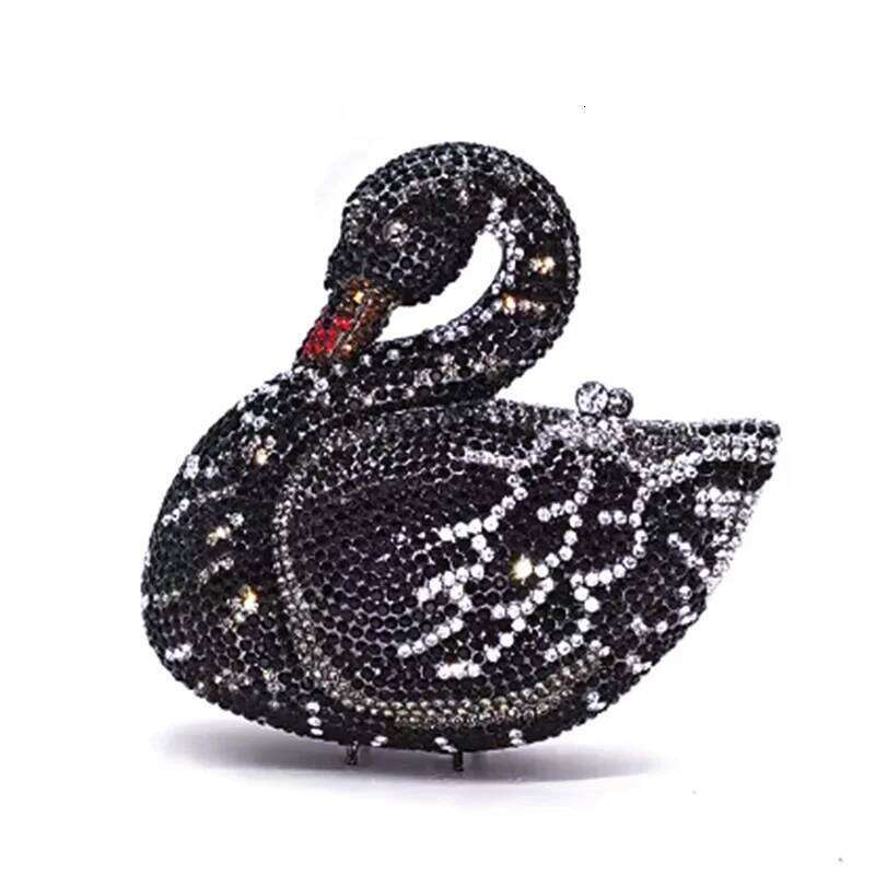 Designer Bags Lady Full Crystals Evening Clutch Women Animal Swan Rhinestones Day Clutches Metallic Handbags Party Wedding Gems Purses Hot Selling