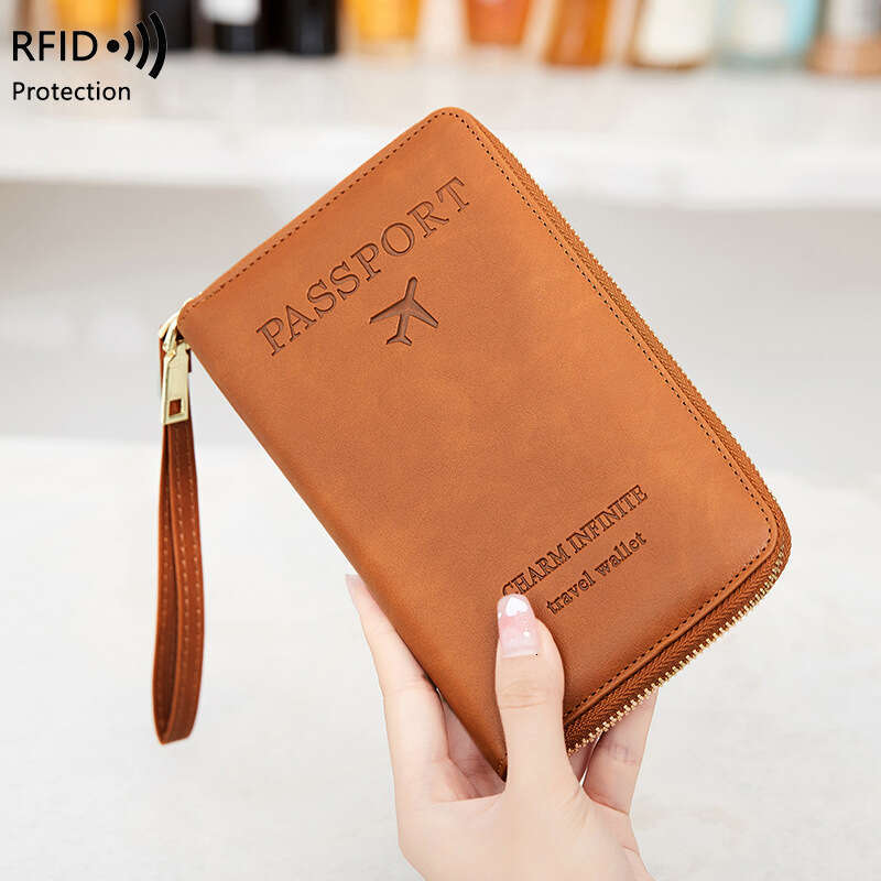 Cross-Border New RFID Long Holder Ticket Storage Document Multi-Functional Travel Zipper Passport Bag
