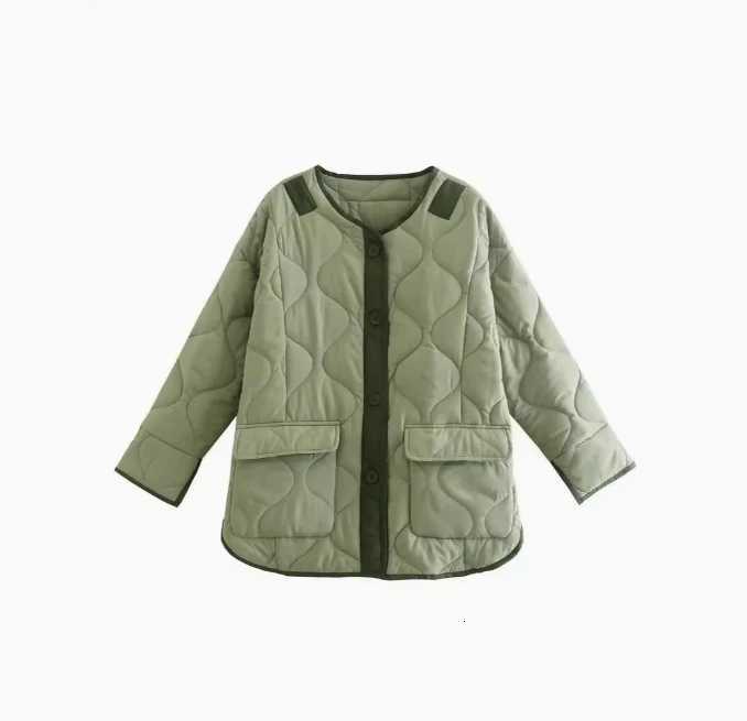 Autumn Winter Womens Loose Jackets Thin Parka Oversize Coats Round Neck Outwear FemaleLong Sleeve Cotton ClothingT251105