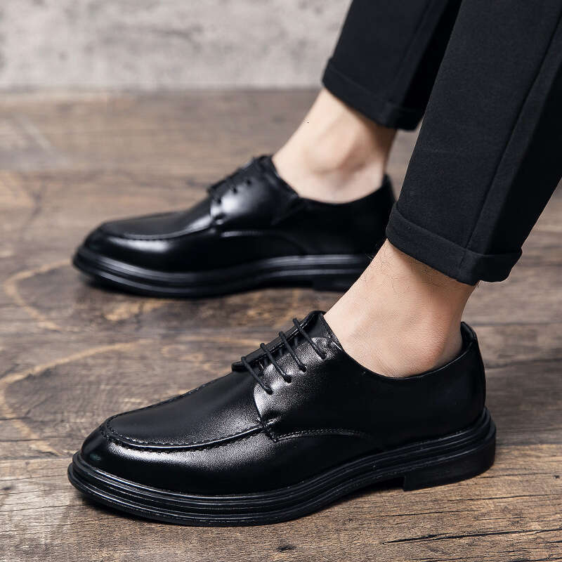 Men's casual in plus size, new lace up leather business dress shoes, British style groom's wedding shoes
