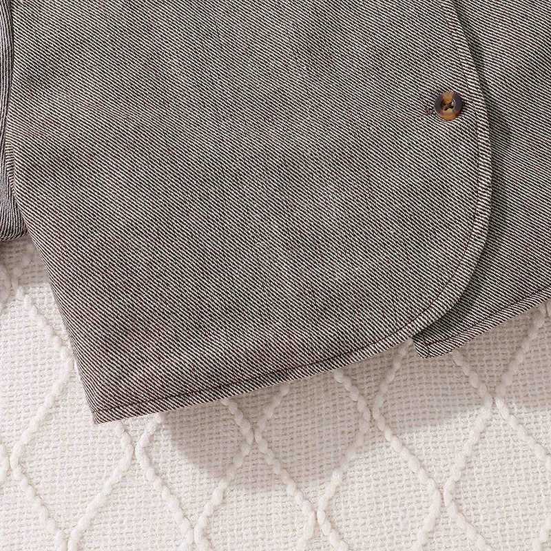 Girls College Style Suit Lapel Short Coat with Pleated Overskirt Spring Autumn Sweet Elegant 8-12 Years Old Y251105