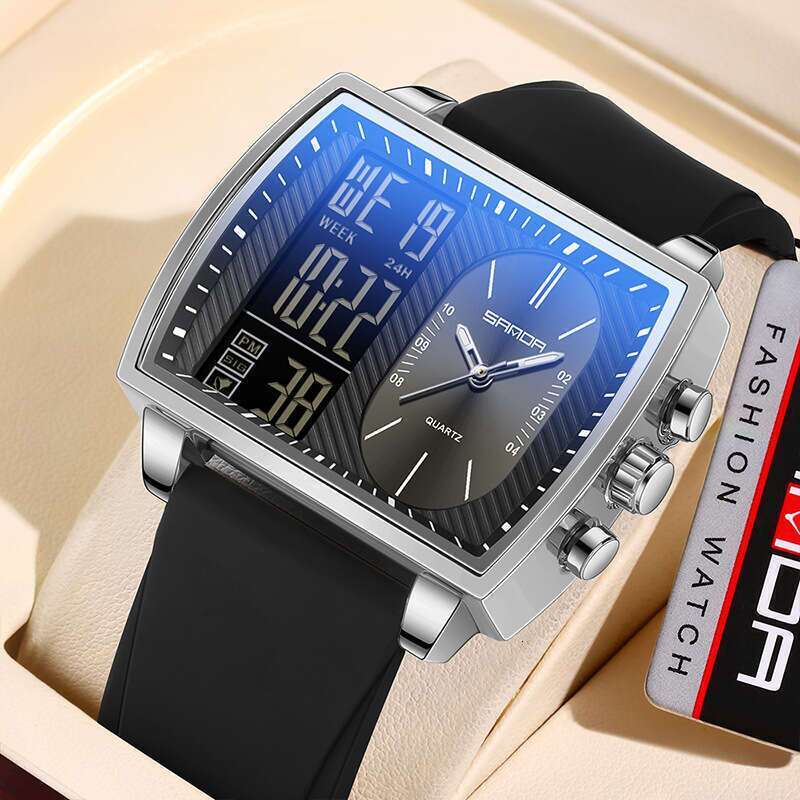 DHwatches Sanda Multifunctional Electronic for Men, Fashionable Dual Display Business Large Dial Men's Watch, Countdown Waterproof Watch