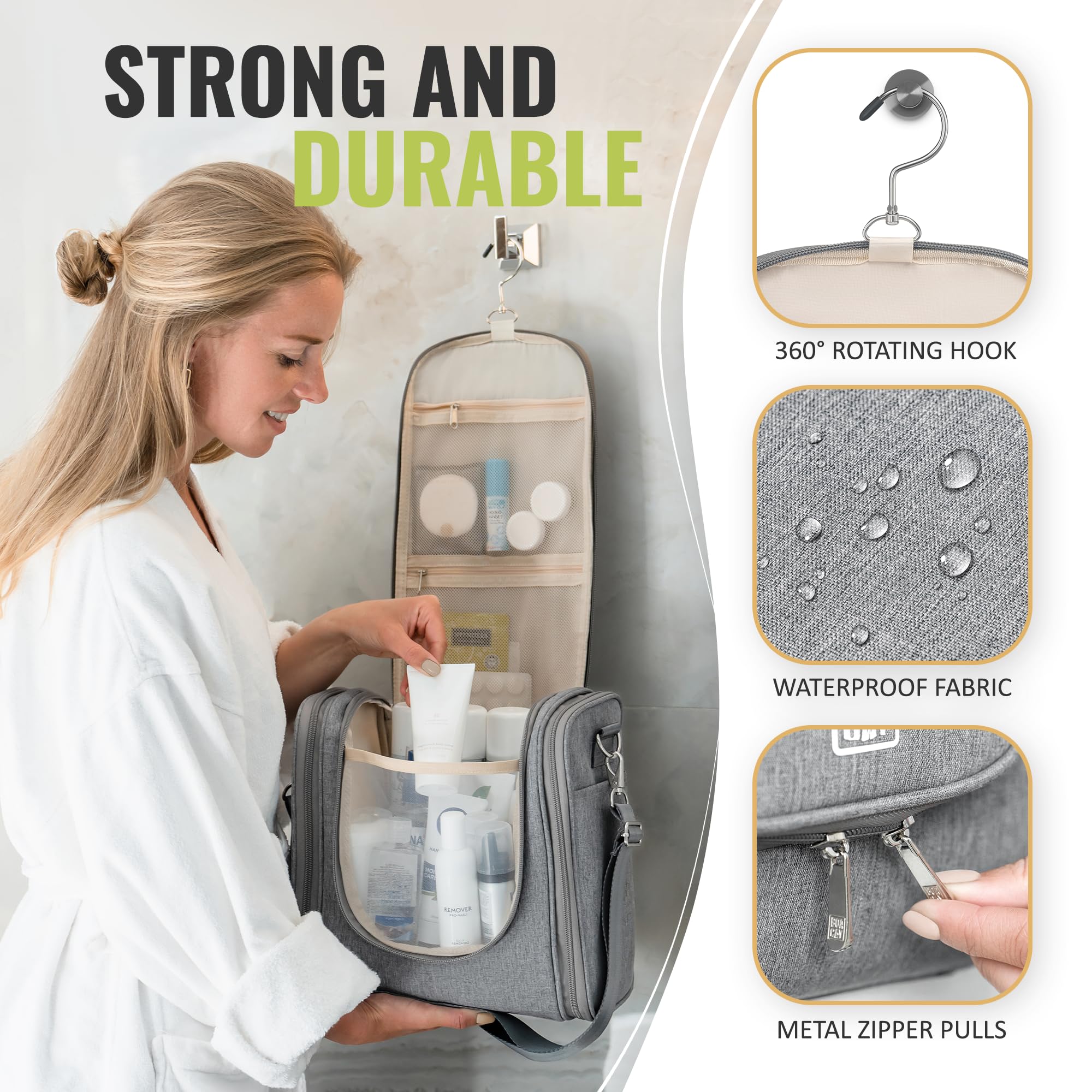 Durable Hanging Toiletries Holder: Spacious Multifunctional Travel Storage Pouch Ideal for Showers & Baths