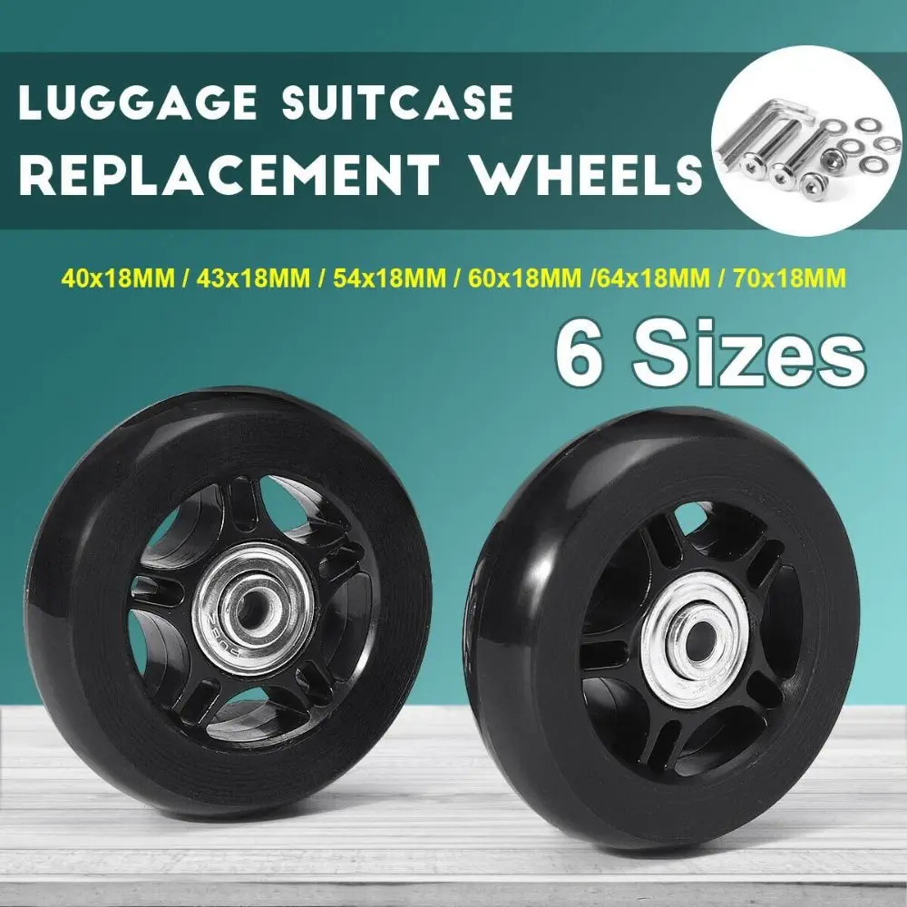 1Set Luggage Wheel Suitcase Replacement Wheels Black with Screw Resistant Flexible Axles Repair Kit 4043mm54mm60mm64mm70mm 251031