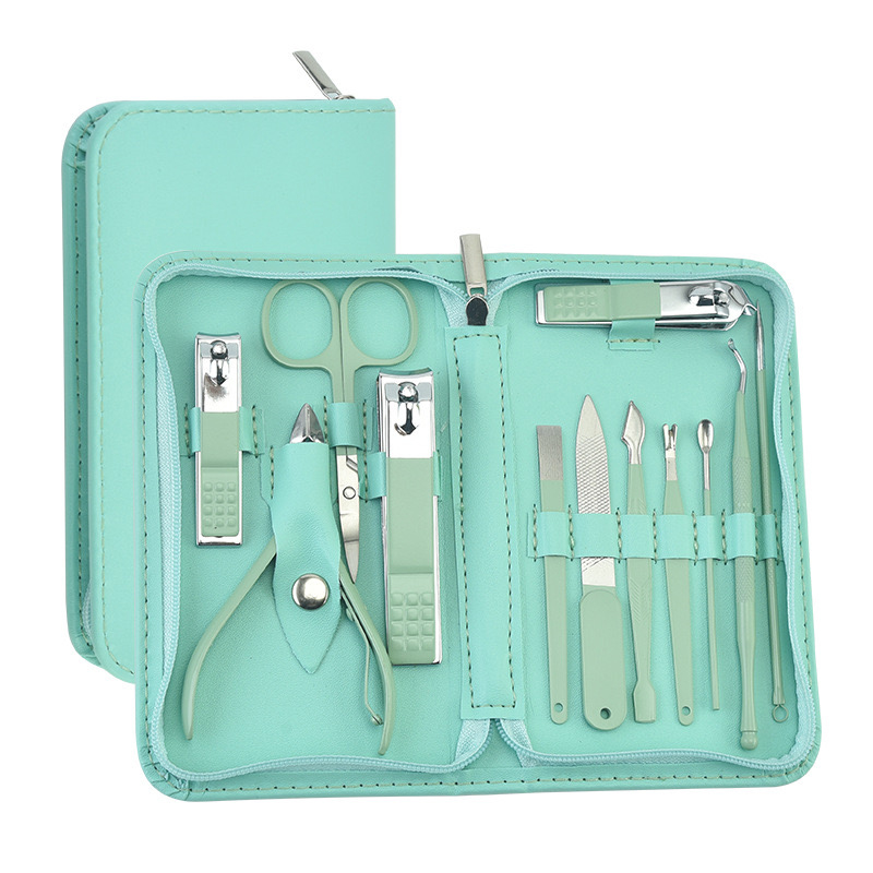 12Pcs Black Nail Clipper Set with Toenail Clipper, Multi-Size Slanted/Flat Blade Nail Cutters, Professional Manicure Pedicure Kit for Home & Travel