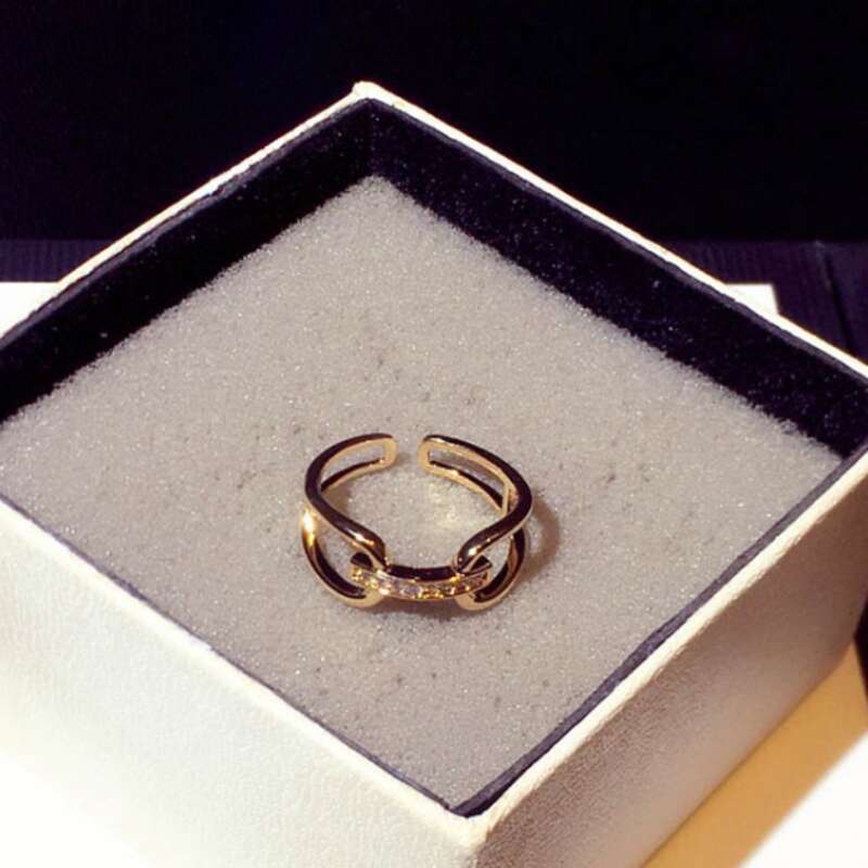 Ring Designer rings Fashion ins Style Zircon Inlaid Super Shiny Elegant Versatile Open Ring for Women festival vacation Jewelry Gift