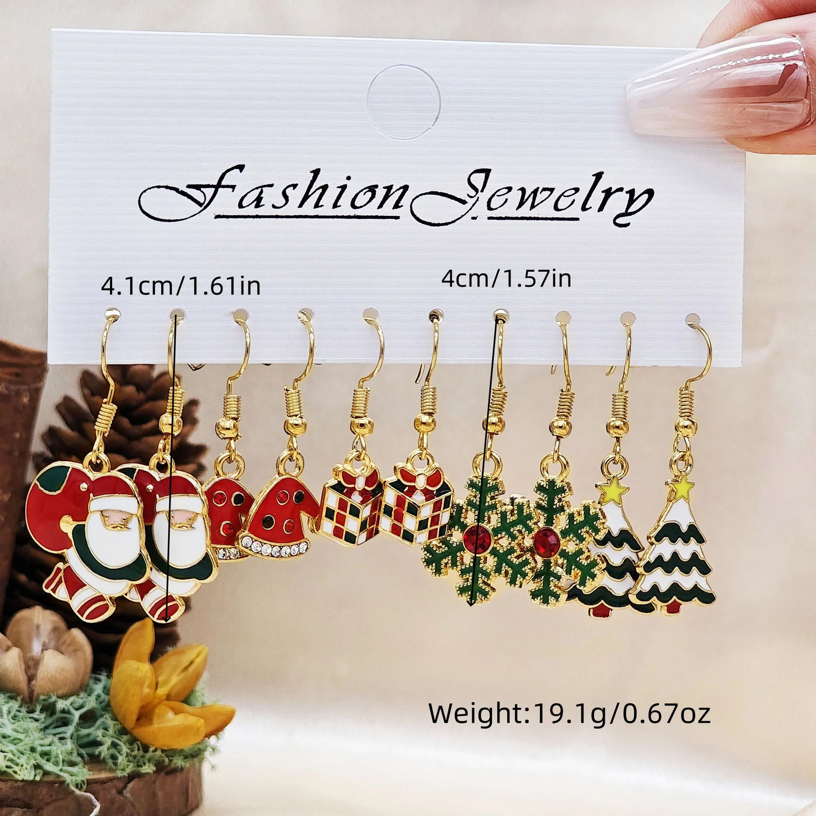 20pcs60pcs CrossBorder Fun Cute Metal Enamel Earrings Santa Xmas Tree Snowflake Star Reindeer Christmas Gift Set 251104