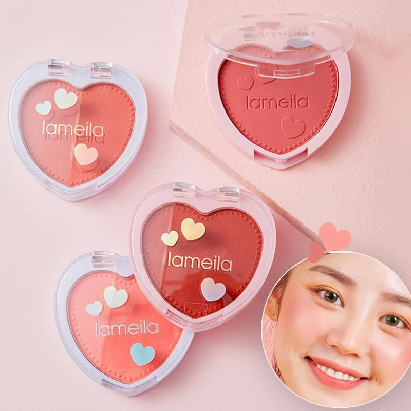 Lovely heartshaped powder blusher monochrome makeup palette mineral red natural face cream pink cosmetics 250325