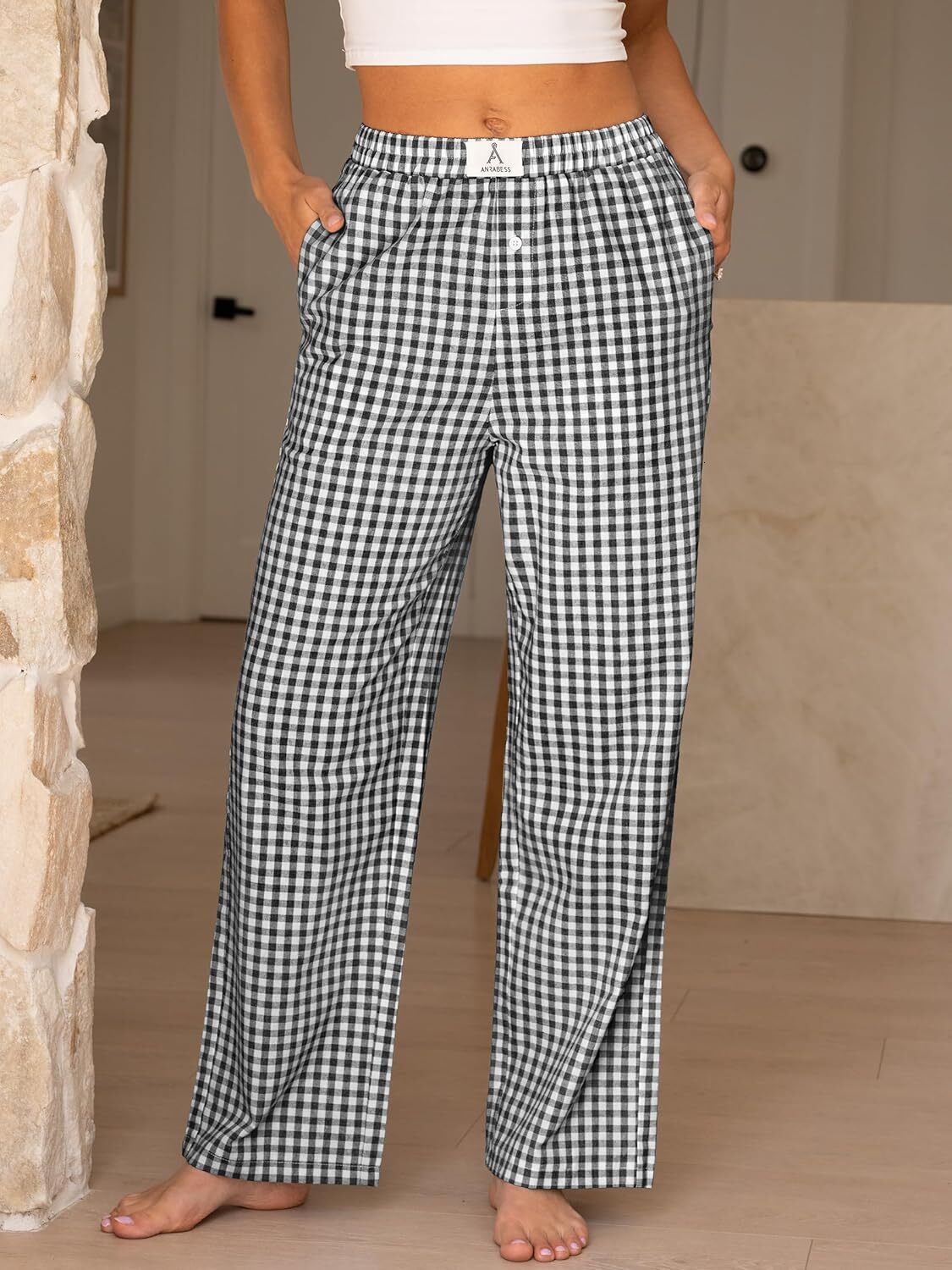 winter jacket women Womens Striped Gingham Pajama Lounge Boxer Pants Cute Comfy PJ Bottoms with Pockets Y2K Plaid Outfits