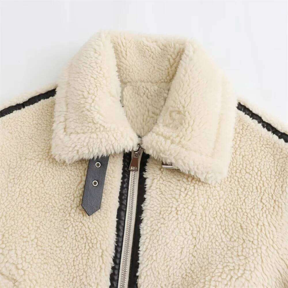 2024 RARF Autumn New Women's European And American Style Artificial Effect Motorcycle Jacket Coat With Fur Integration