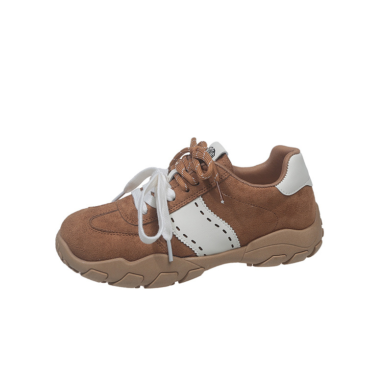 Retro mandarin duck lace-up thick-soled German training shoes women's fashion and versatile fleece warm casual Forrest Gump shoes