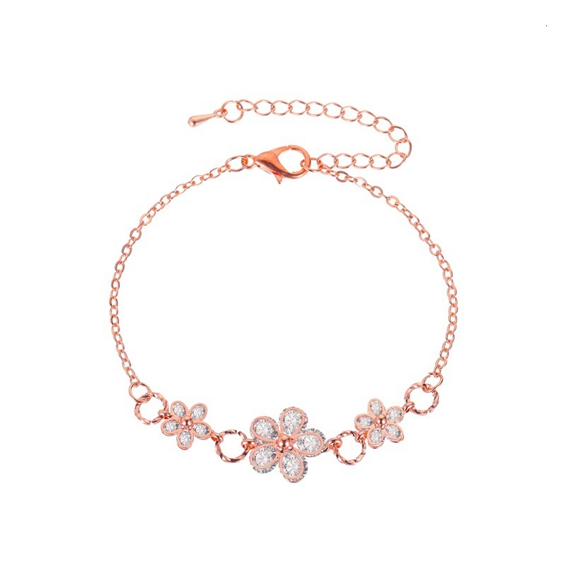 Korean Style Fresh Crystal Flower Bracelet for Women, Niche Design, Student Temperament Bracelet, Ins Internet Celebrity Birthday Gift
