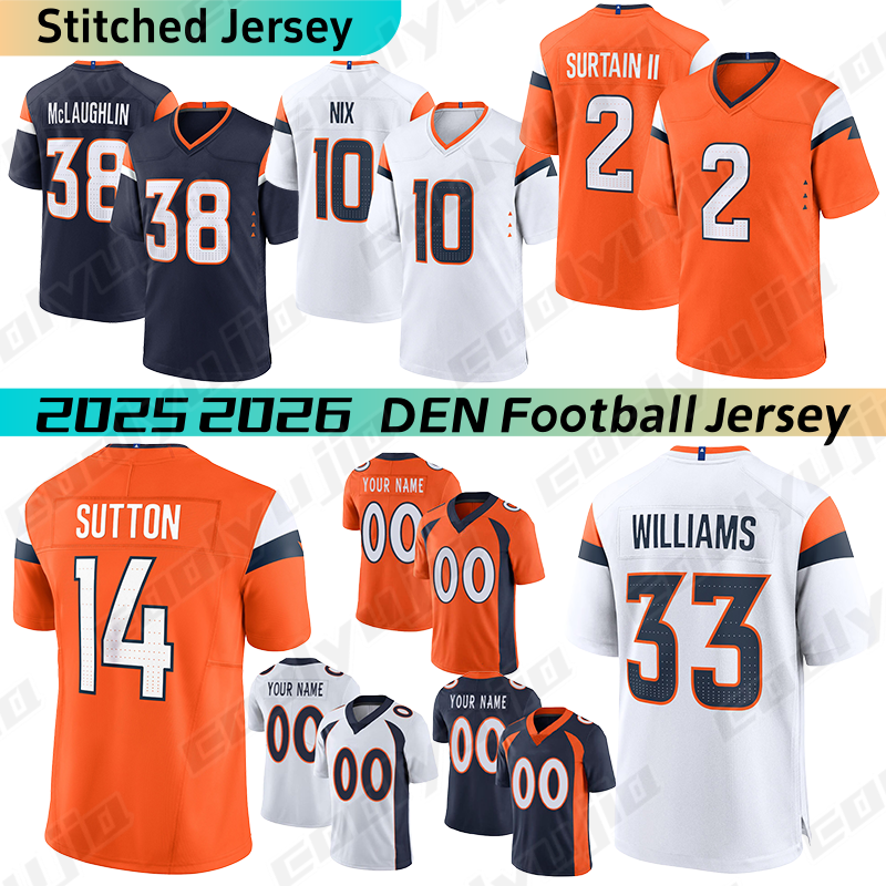Denvers Broncoss jersey Bo Nix Patrick Surtain II John Elway Javonte Williams Marvin Mims Jr Courtland Sutton Quinn Meinerz 11 Troy franklin Dobbins football jersey