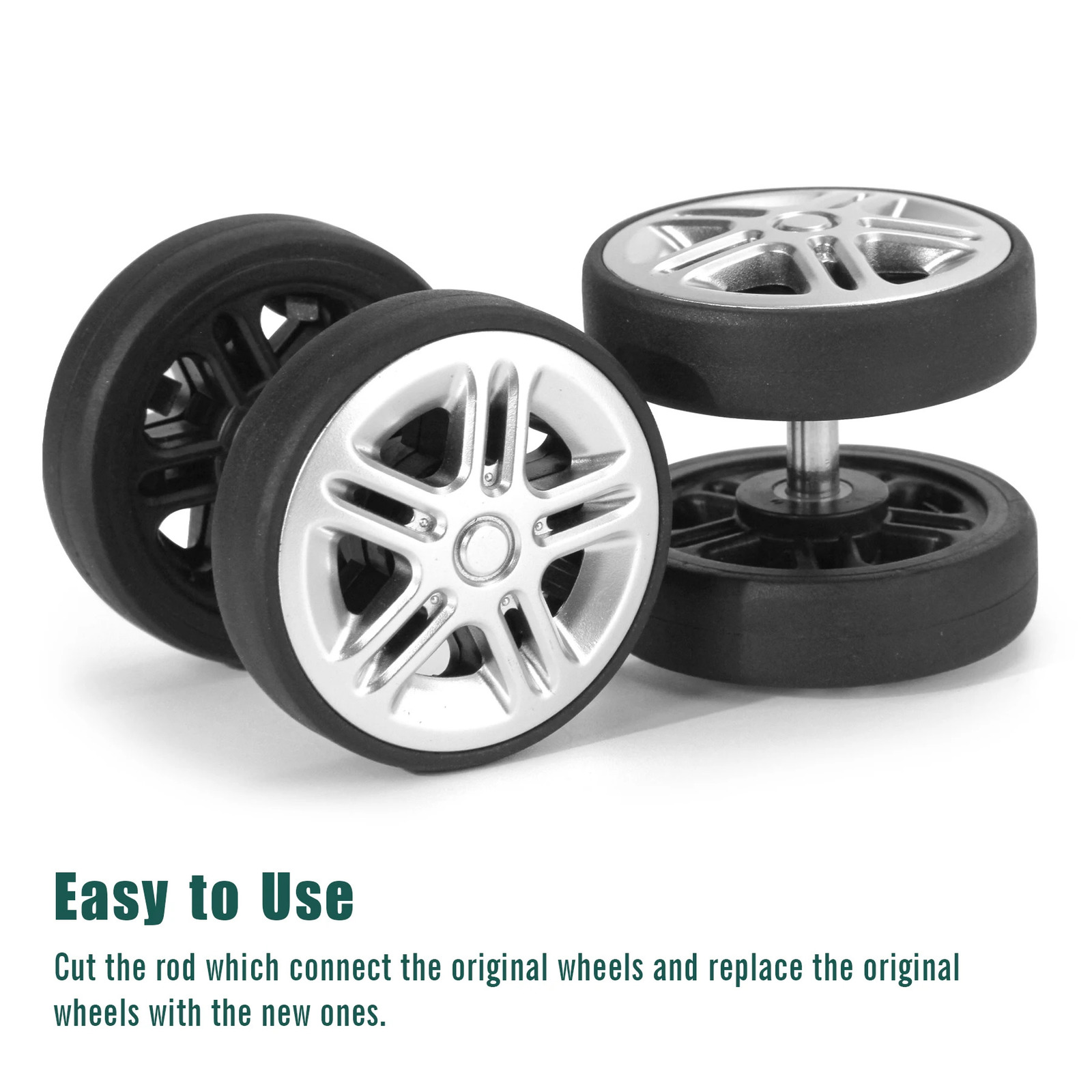 8Pcs Silver Luggage Wheel Replacement with Screw Travel Luggage Wheels Replacement Suitcase Parts 50mm Axles Caster Wheel Repair 251031