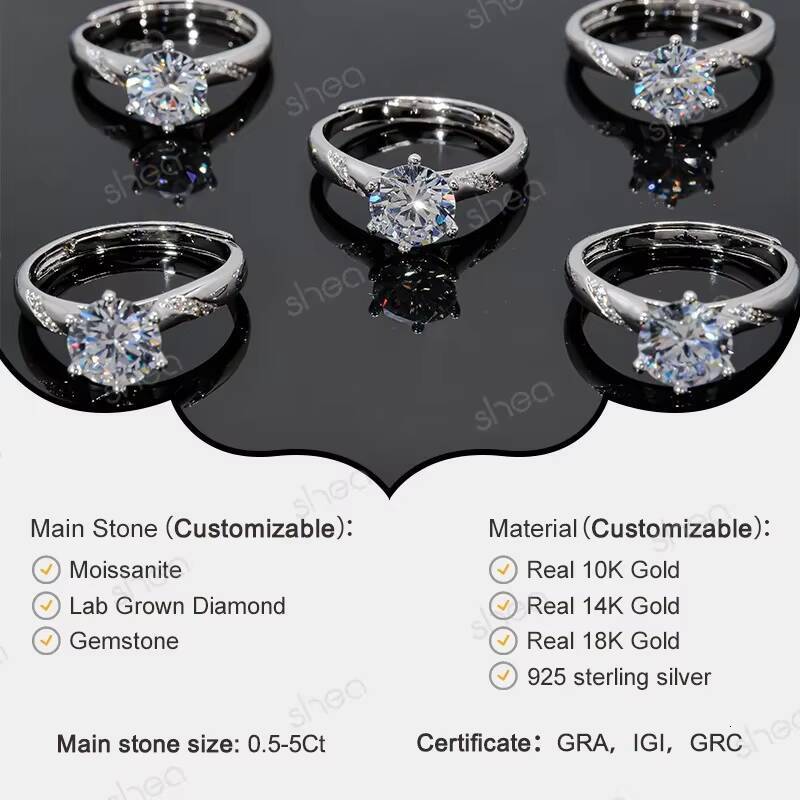 Factory Wholesale Custom 10K 14K 18K Real Solid Gold Au750 Gold Moissanite Marquise Diamond Engagement Solitaire Ring