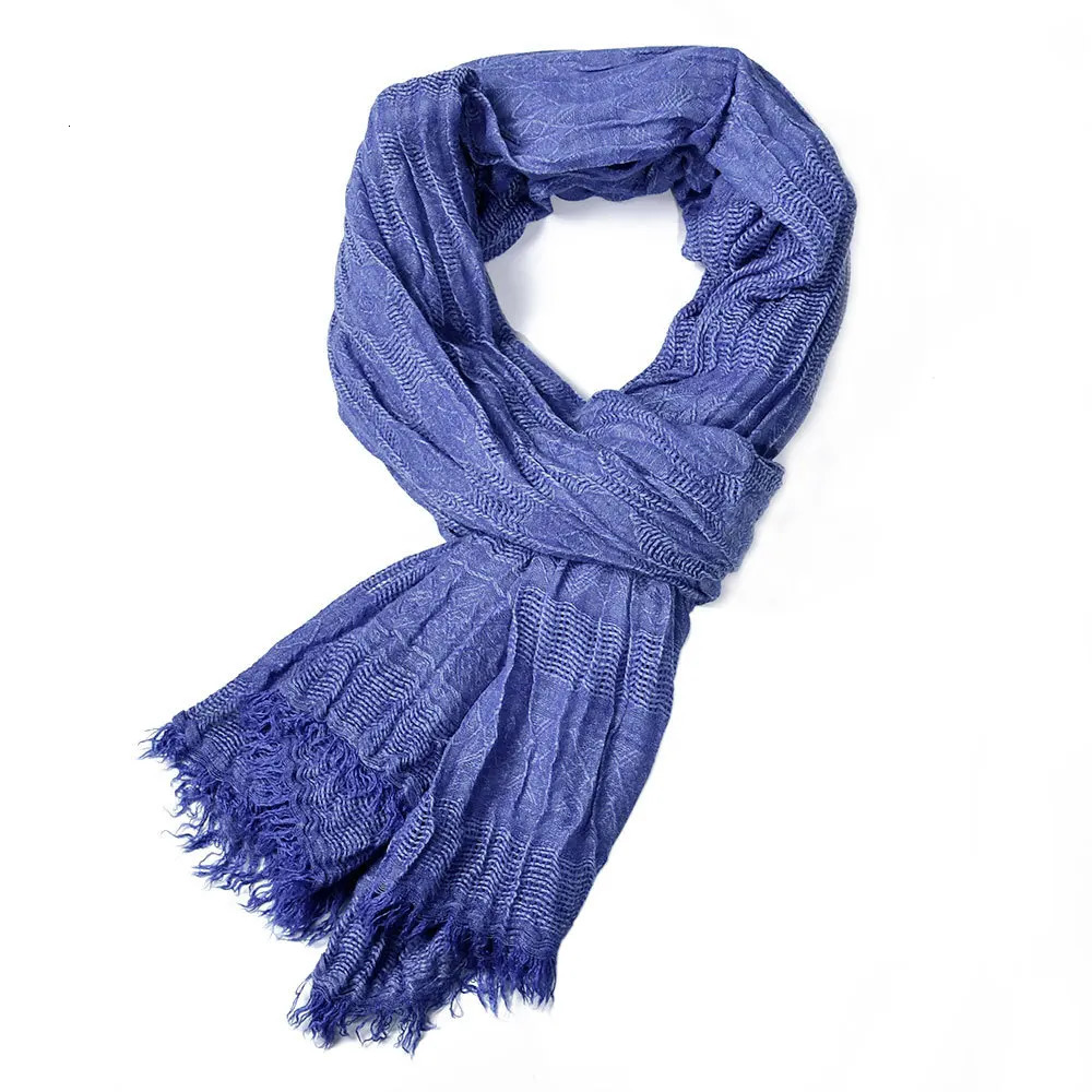 Male Winter Scarf Men Warm Soft Tassel Bufanda Casual Cotton Linen Crinkle MenS Scarves Shawl Black Navy Man Scarfs 250403