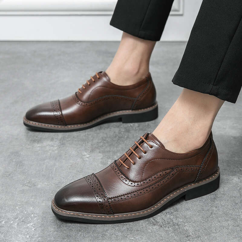 Large carved formal 38-46 new British Block men's three piece leather shoes