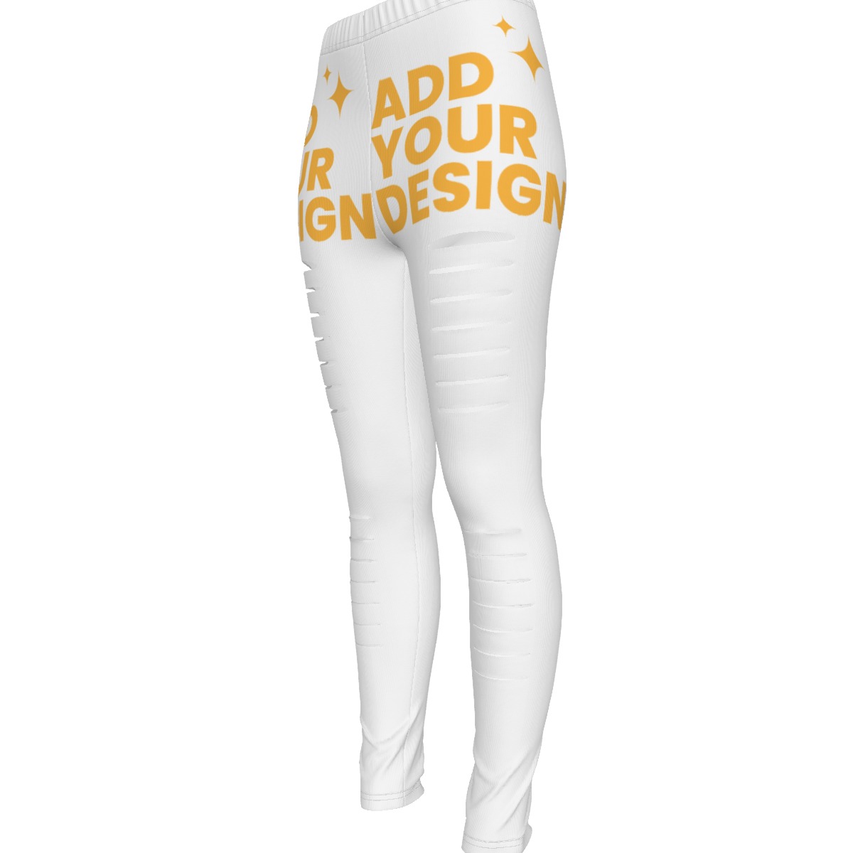 Women's Ripped Leggings All-Over Print, Distressed Workout Yoga Pants, Edgy Streetwear Fitness Pants 95% Polyester 5% Spandex