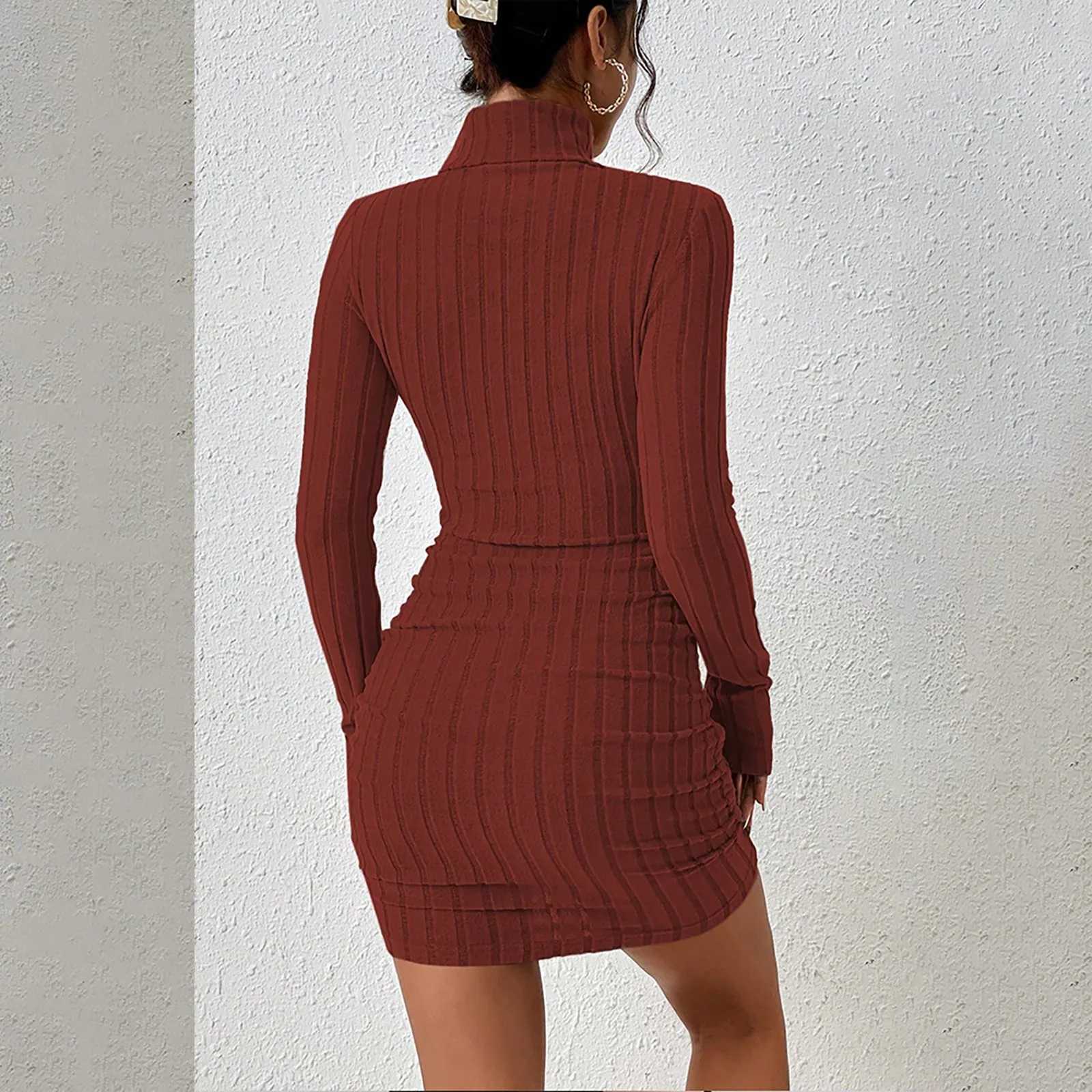Winter High Neck Tight Fitting Dress Women Elegant French Hip Hugging Skirt Party Dress Beauty Dinner Dress For Women Sweater J251105